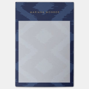 DESIGNER IKAT MUSTER in BLAU Personalisiert Post-it Klebezettel