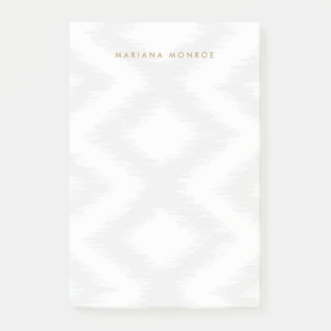 DESIGNER IKAT PATTERN IN GRAU/WEISS Personalisiert Post-it Klebezettel (Vorderseite)