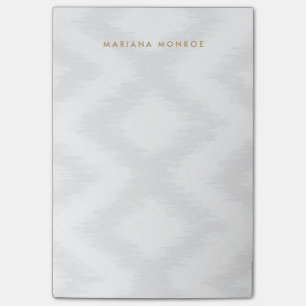 DESIGNER IKAT PATTERN IN GRAU/WEISS Personalisiert Post-it Klebezettel