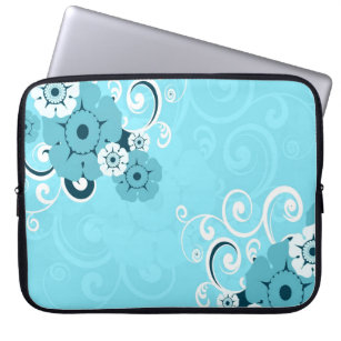 Designer-Laptop-Hülse: Blauer Wirbels-Blumenmuster Laptopschutzhülle