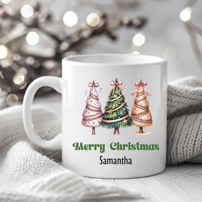 Designer Leopard Christmas Trees Personalized Mug Kaffeetasse (Designer Leopard Christmas Trees Personalized Mug)