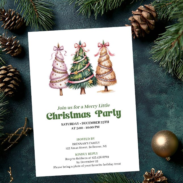 Designer Leopard-Druck-Weihnachtsbaum-Einladung Einladung (Designer leopard print Christmas tree invitation)