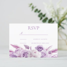 Designer Lila Lavender Floral Wedding RSVP Karte