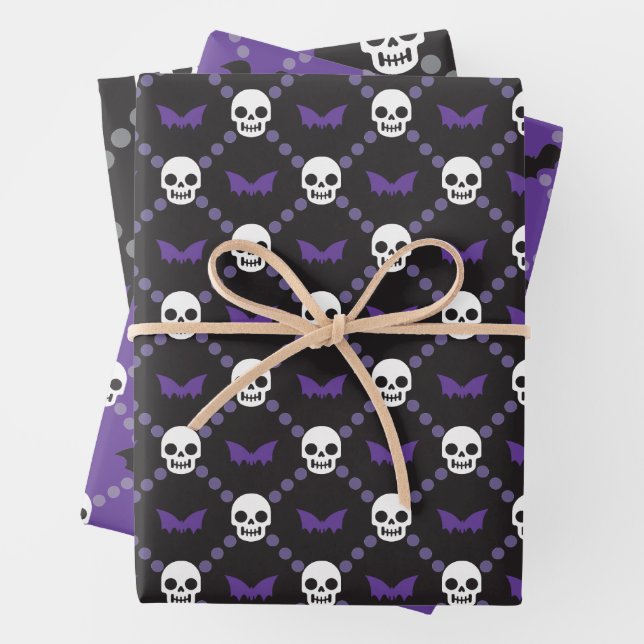 Designer Lila Variety Halloween! Gucci Skull Geschenkpapier Set (Beispiel)