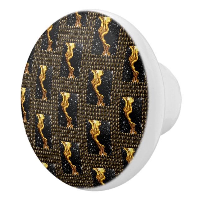 Designer Liquid Gold Black Monochrome Luxury Achem Keramikknauf (Rechts)
