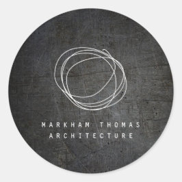 Designer-Logo auf Schwarz-Grunge-Metal Runder Aufkleber