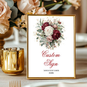 Designer Marsala Floral Eukalyptus Gold Custom Poster