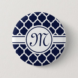 Designer Navy Mit Monogramm marokkanisches Gitterm Button