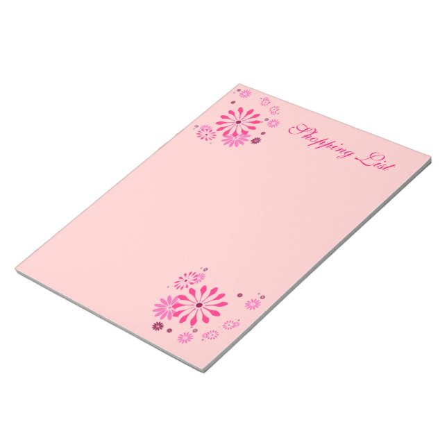 DESIGNER NOTEPADS - EINKAUFSLISTE - PINK-BLUME NOTIZBLOCK (angewinkelt)