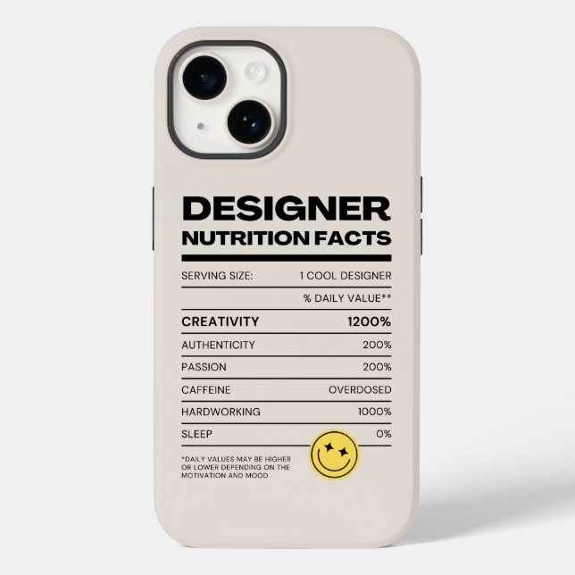 Designer Nutrition Facts Funny Case-Mate iPhone Hülle (Rückseite)