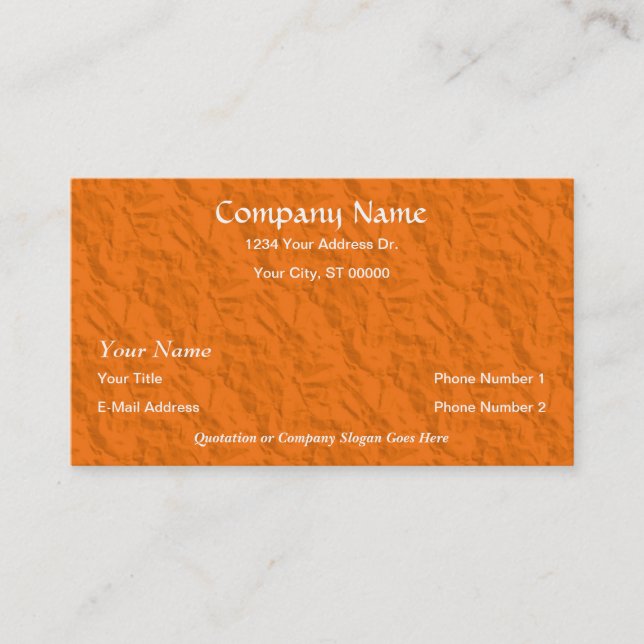 Designer-Orange zerknitterte PapierVisitenkarten Visitenkarte (Vorderseite)