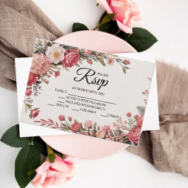 Designer Pink Blume Bouquet RSVP Cards Karte