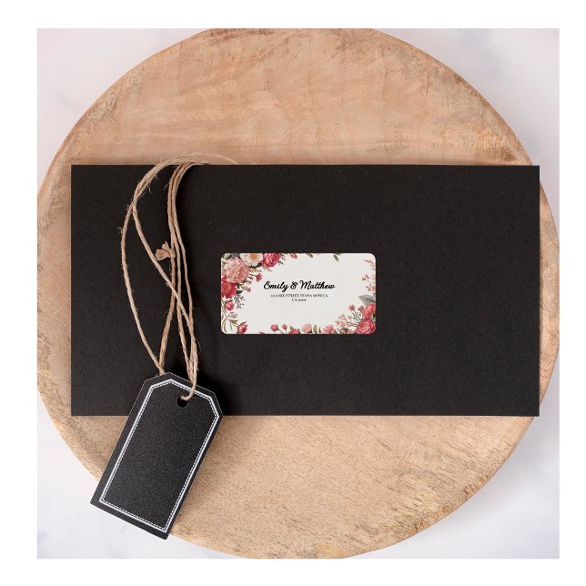 Designer Pink Blume Bouquet Rücksendeadressen-Aufk Adressaufkleber (Von Creator hochgeladen)