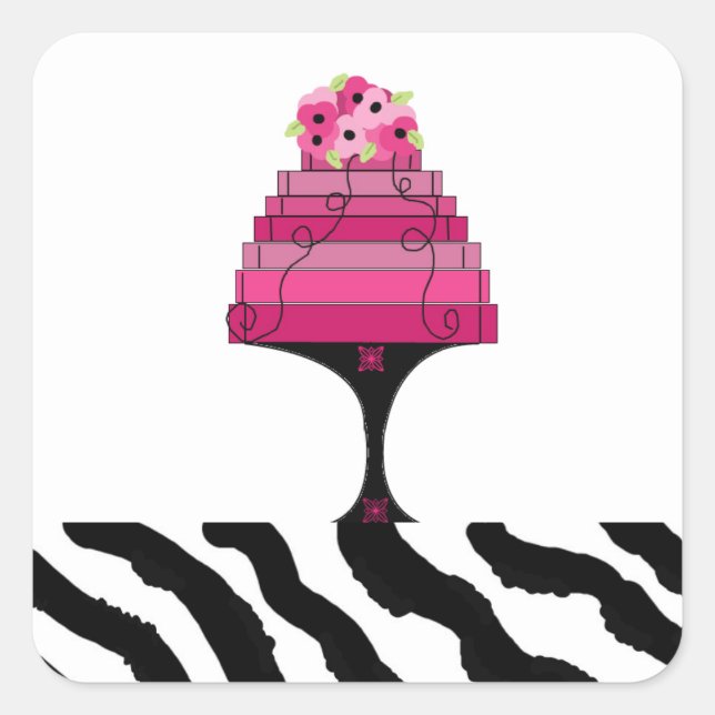 Designer Pink Cake mit Zebra Print Sticker (Vorderseite)
