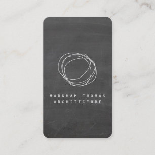 Designer-Scribble-Logo auf der schwarzen Tafel Visitenkarte
