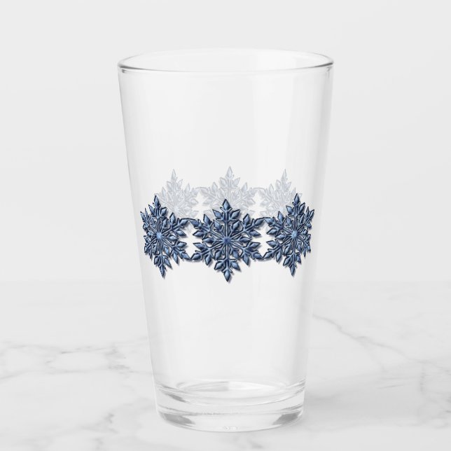 'Designer' Silberblaue Uranische Schneeflocke Glas (Vorderseite)