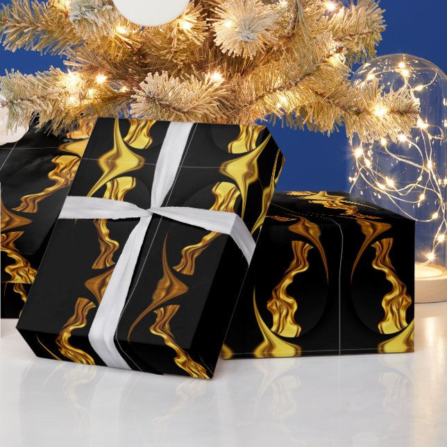 Designer Statement: Opulent Swirl Pattern Gold Foi Geschenkpapier (Feiertage)