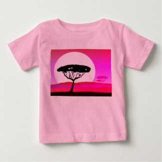 Designer T - Shirt rosa mit afrikanischen Bäumen