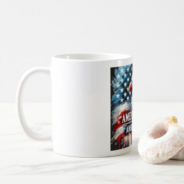 Designer Tasse "American Made. Amerikanischer Stol (Mit Donut)
