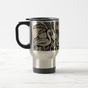 Designer-Tasse mit Flamingos und Palmen Reisebecher