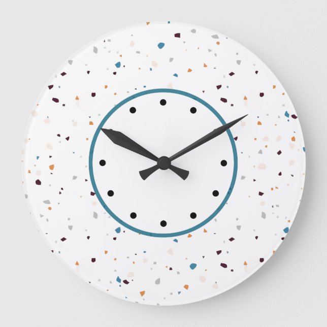 Designer Terrazzo Look Küchenmauer Große Wanduhr (Vorderseite)