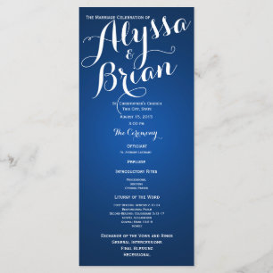 Designer Text Sapphire Blue Wedding Programm