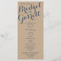 Designer Text Wedding Program Kraft Look