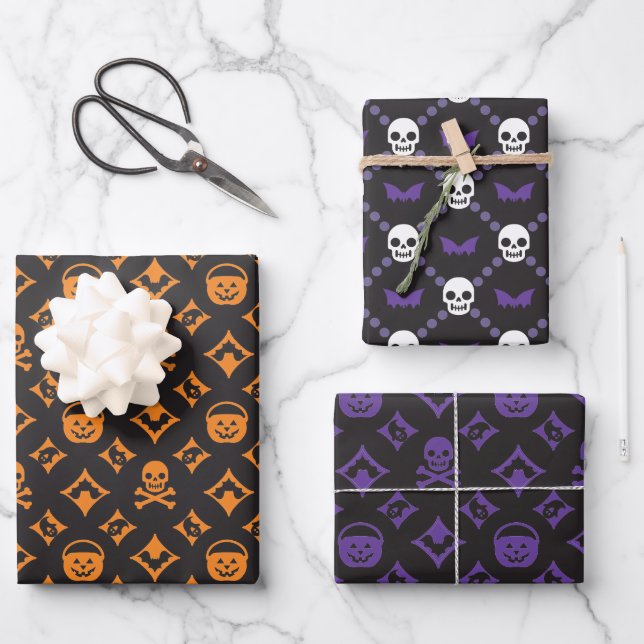 Designer Variety Halloween! Vuitton & Gucci Geschenkpapier Set (Vorderseite)