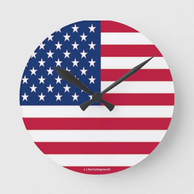 DESIGNER WALL CLOCKS - AMERIKANISCHE FLAGGE-STIL-G RUNDE WANDUHR (Vorderseite)