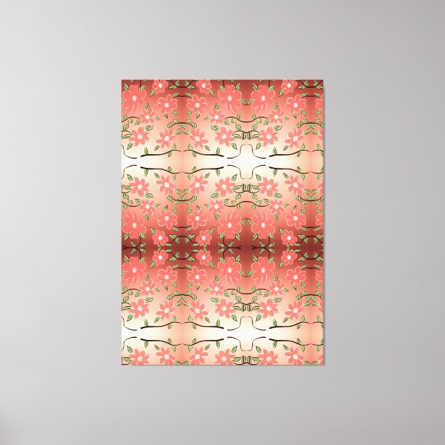 Designer-Wandkunst mit dunklem Schwarz und Pfirsic Leinwanddruck (Vorderseite)