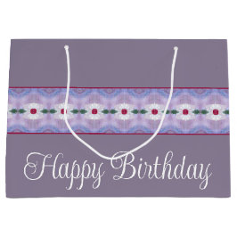 Designer White Floral Accented Große Geschenktüte