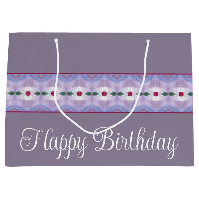 Designer White Floral Accented Große Geschenktüte (Vorderseite)