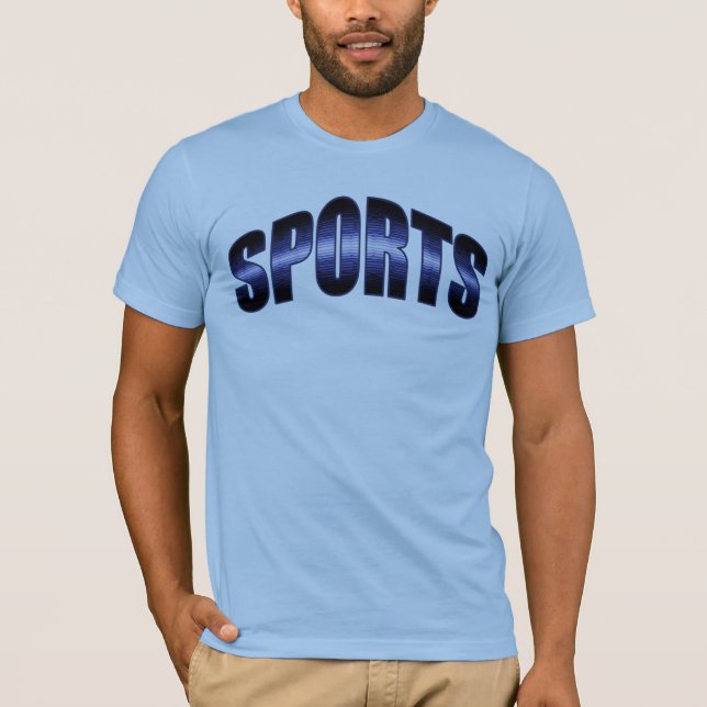 Designerschrift Sports Blau  Jalousiemuster T-Shirt (Vorderseite)
