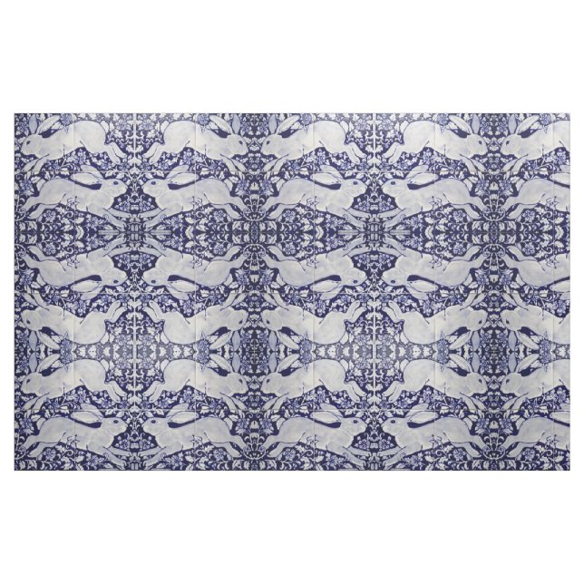 Designerstoff für Dedham Blue & White Rabbit Tile Stoff (Fat Quarter (45,7 x 55,9 cm))