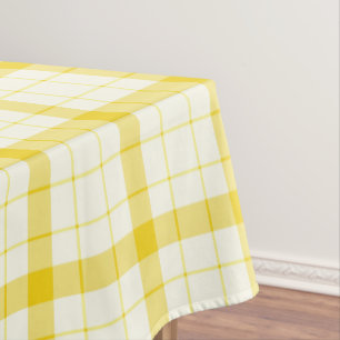 Designertafel / kariertes Muster, gelbes Tischtuch Tischdecke