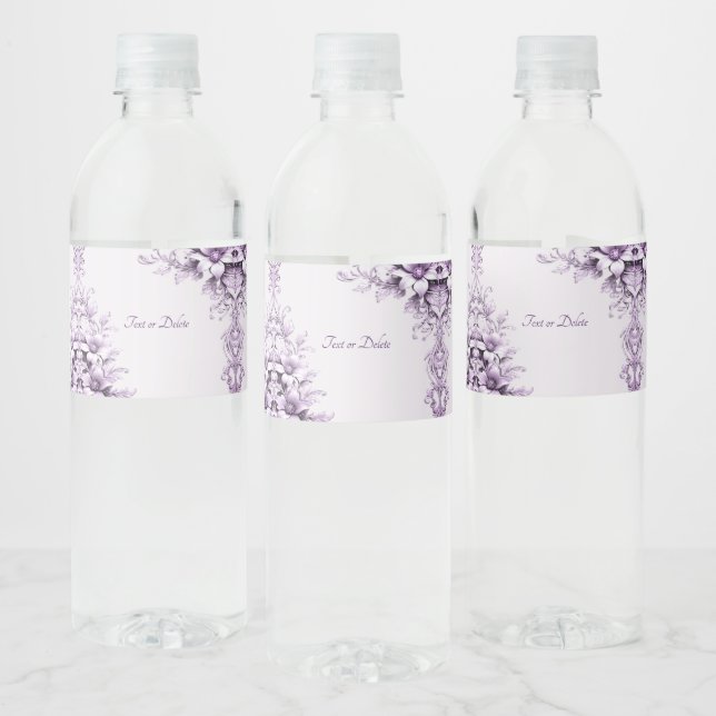 Designerviolette Blumen Wasserflasche Wasserflaschenetikett (Flaschen)