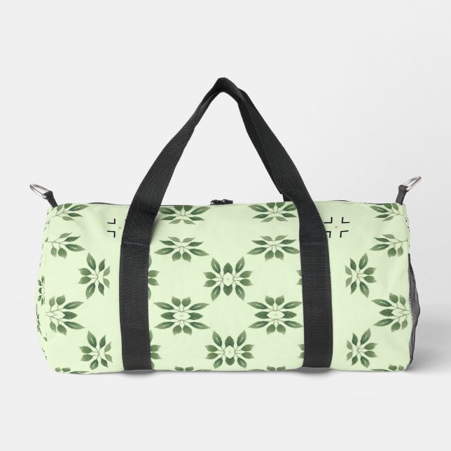 Designgrün auf grünen Blätter Muster Duffle Bag (Vorderseite)
