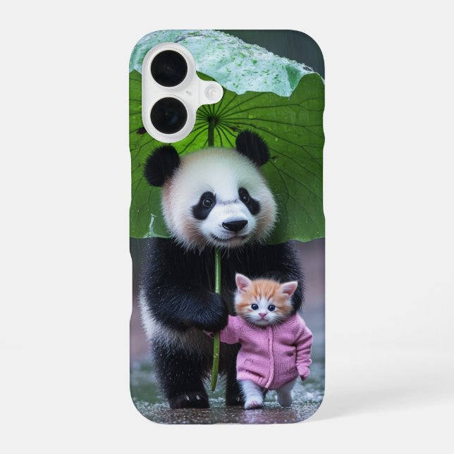 Designkatze und Panda iPhone 16 Hülle (Rückseite)
