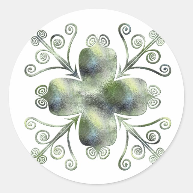 Designkleber aus grünem Glas Runder Aufkleber (Vorderseite)