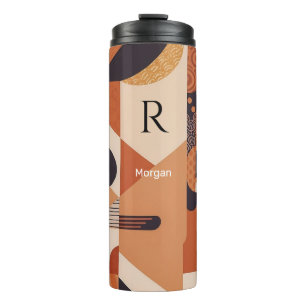 Designname und Monogramm im Mid-Century-Stil in wa Thermosbecher
