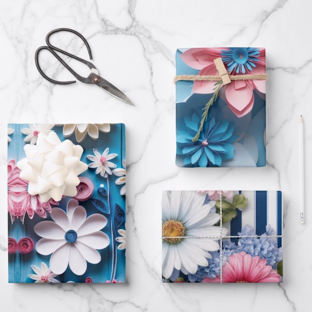 Designpapier für elegante Blume Geschenkpapier Set (Vorderseite)