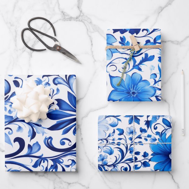Designpapier für elegante Blume Geschenkpapier Set (Vorderseite)