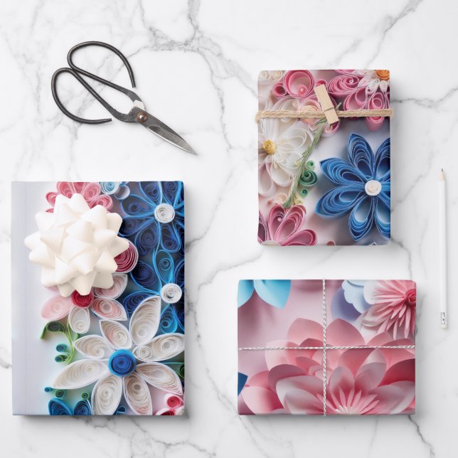 Designpapier für elegante Blume Geschenkpapier Set (Vorderseite)
