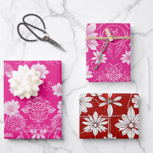 Designpapier für elegante Blume Geschenkpapier Set (Vorderseite)