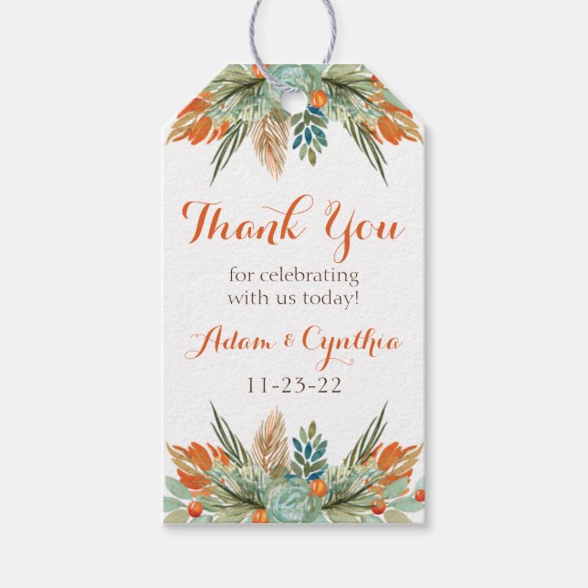 Designs für Orange, Green und Brown Floral Geschenkanhänger (Vorderseite)