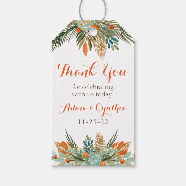 Designs für Orange, Green und Brown Floral Geschenkanhänger (Vorderseite)