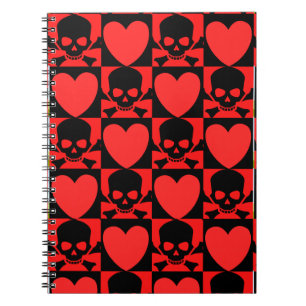 Designs mit Skulls und Herz zurück zur Schule Notizblock