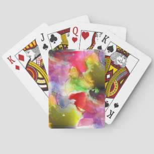 Designtextur rot, gelbe Aquarellfarbe Spielkarten