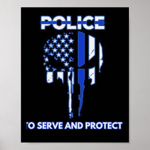 Designtribut der Polizei an der blauen Linie Poster