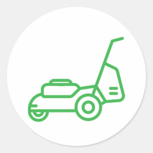 Designvorlage für Rasenmäher Runder Aufkleber